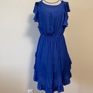 Blue flutter sleeve loft dress with details!